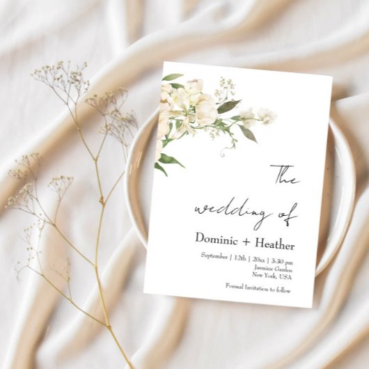 Minimalistische Elfenbein-Bliss-Hochzeit Einladung