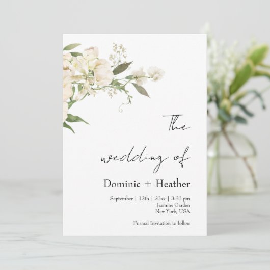 Minimalistische Elfenbein-Bliss-Hochzeit Einladung (Stehend Vorderseite)
