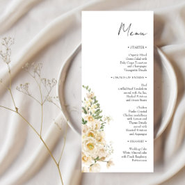 Minimalistische Elfenbein-Bliss-Hochzeit Menükarte