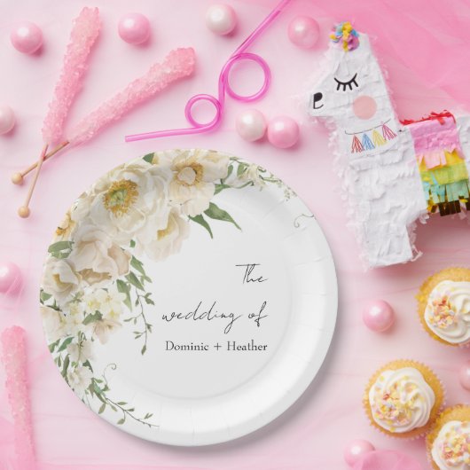 Minimalistische Elfenbein-Bliss-Hochzeit Pappteller (Party)