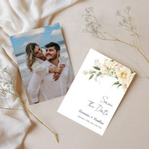Minimalistische Elfenbein-Glück Foto-Hochzeit Save The Date