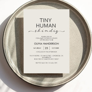 Minimalistische Elfenbein-Kinderdusche, winzig Einladung