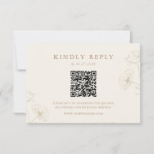 Minimalistische Elfenbein-Taupe-Blumenhochzeit QR-