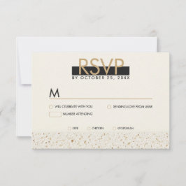 Minimalistische Elfenbein Terrazzo Wedding RSVP Ca Karte