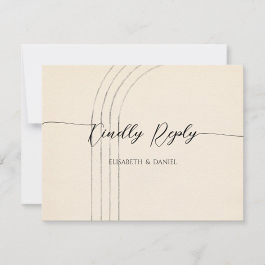 Minimalistische Elfenbeinhochzeit RSVP Karte (Vorderseite)