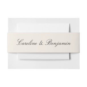 Minimalistische Elfenbeinschrift Elegant Hochzeits Einladungsbanderole