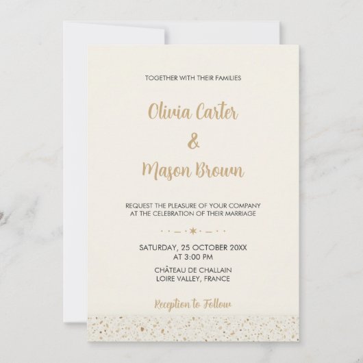 Minimalistische Elfenbeinterrazzo Einladung zur Ho (Vorderseite)