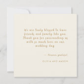 Minimalistische Elfenbeinterrazzo Hochzeit Dankesc Dankeskarte (Rückseite)