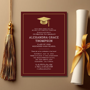 Minimalistische Eltern benennen Burgundy Gold Absc Einladung