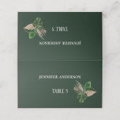Minimalistische Emerald Blume Wedding Platzkarten (Außenseite Aufgefaltet)