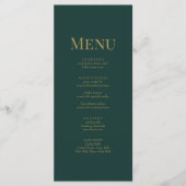 Minimalistische Emerald Green Monogram Wedding Menükarte (Vorderseite)