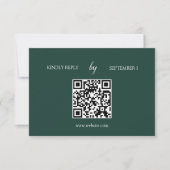 Minimalistische Emerald Green QR Code Wedding RSVP Karte (Vorderseite)