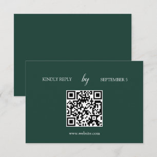 Minimalistische Emerald Green QR Code Wedding RSVP Karte