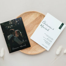 Minimalistische Emerald Green Script Foto Hochzeit