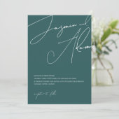 Minimalistische Emerald Green Script Typografy Wed Einladung (Stehend Vorderseite)