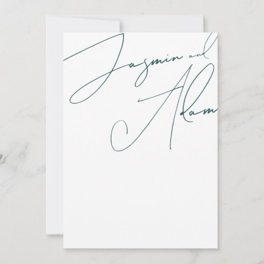 Minimalistische Emerald Green Script Typografy Wed Einladung (Rückseite)