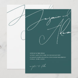 Minimalistische Emerald Green Script Typografy Wed Einladung