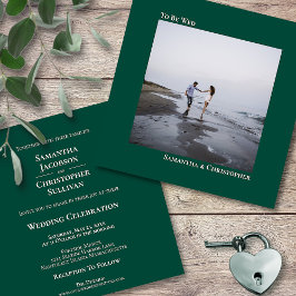 Minimalistische Emerald Green Square Foto Wedding Einladung