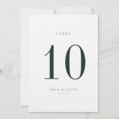 Minimalistische Emerald Wedding Tischnummer Card (Vorderseite)