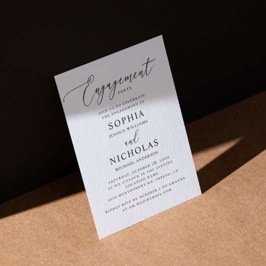 Minimalistische Engagement Partei. Skripthochzeit Einladung