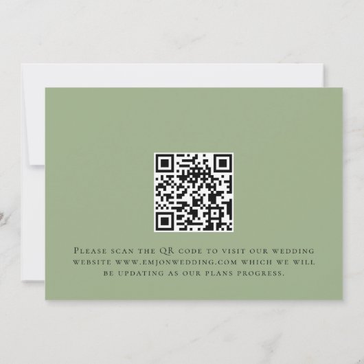 Minimalistische Entscheidung über den QR Code Sage Save The Date (Rückseite)