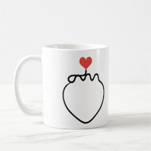 Minimalistische Erdbeer-One-Line-Kunst mit rotem H Kaffeetasse