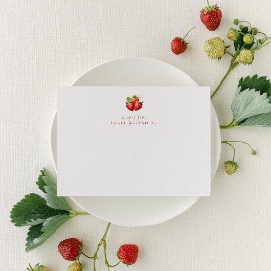 Minimalistische Erdbeeren Personalisiert Stationer Mitteilungskarte