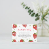 Minimalistische Erdbeeren Süßbuchen für Babydusche Begleitkarte (Stehend Vorderseite)