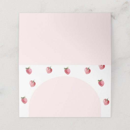 Minimalistische Erdbeerkochkarte. Erdbeere Platzkarte (Außenseite Aufgefaltet)