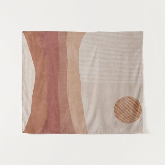 Minimalistische, erdige Töne Abstrakte Landschaft  Wandteppich (Vorderseite (Horizontal))