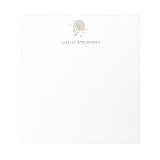 Minimalistische Erdpastel Botanicals Personalisier Notizblock (Vorderseite)