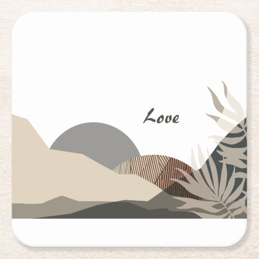 Minimalistische Erdtöne Boho "Liebe" Rechteckiger Pappuntersetzer (Vorderseite)