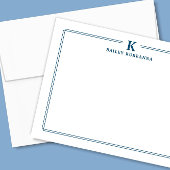 Minimalistische erste blaue Zwei-Grenzen-Stationer Mitteilungskarte