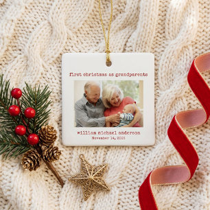 Minimalistische Erste Weihnachten als Großeltern F Keramikornament