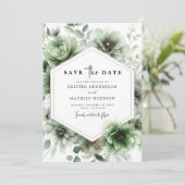 Minimalistische erthy Typografy Sage Green Wedding Save The Date (Stehend Vorderseite)