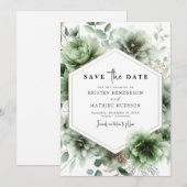 Minimalistische erthy Typografy Sage Green Wedding Save The Date (Vorne/Hinten)