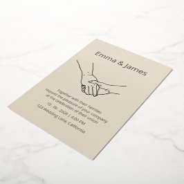 Minimalistische Eternal Bond Line Art Hochzeits-Ei Folieneinladung