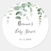 Minimalistische Eucalyptus Baby Dusche Gefallen Runder Aufkleber (Vorderseite)
