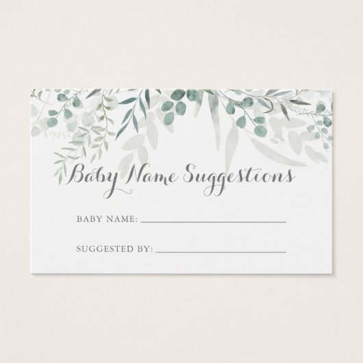 Minimalistische Eucalyptus Baby Name Suggestionen (Vorderseite)