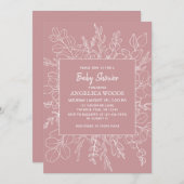 Minimalistische Eucalyptus-Blätter Kinderdusche Einladung (Vorne/Hinten)