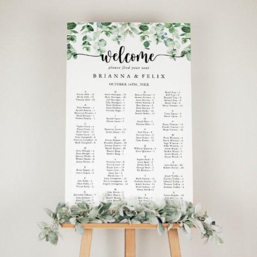 Minimalistische Eukalyptus-Alphabetisierungsdiagra Poster