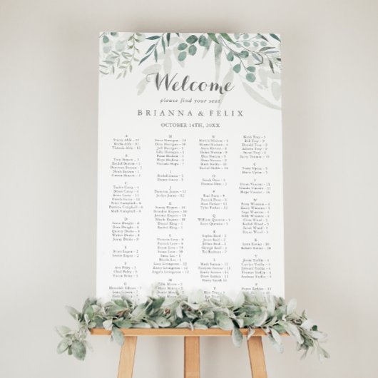 Minimalistische Eukalyptus-Alphabetisierungsdiagra Poster