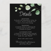 Minimalistische Eukalyptus Black Wedding Details Begleitkarte (Vorderseite)