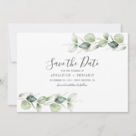 Minimalistische Eukalyptus-Blätter Botanische Hoch Save The Date