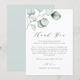 Minimalistische Eukalyptus-Blätter Hochzeiten Dankeskarte