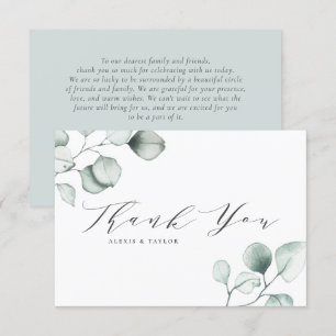 Minimalistische Eukalyptus-Blätter Hochzeiten Dankeskarte