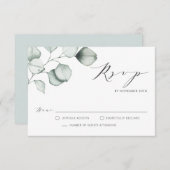 Minimalistische Eukalyptus-Blätter Hochzeiten RSVP Karte (Vorne/Hinten)