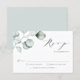 Minimalistische Eukalyptus-Blätter Hochzeiten RSVP Karte