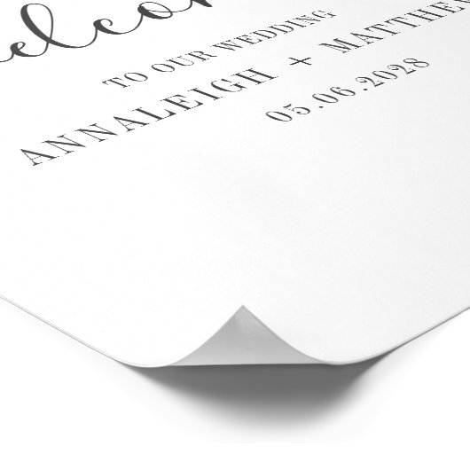 Minimalistische Eukalyptus-Blätter SkriptWedding Poster (Ecke)