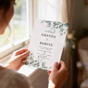 Minimalistische Eukalyptus-Botanik-Hochzeitseinlad Einladung